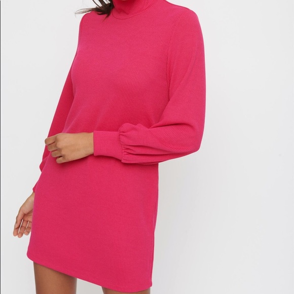 Dynamite Pink Turtle Neck Dress - Picture 2 of 8